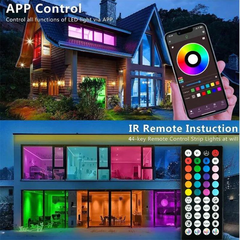 1-30M Led Strip Lights Bluetooth APP Control RGB LED Lights for TV USB 5V WIFI Led Tape for TV Backlight Room Party Decoration