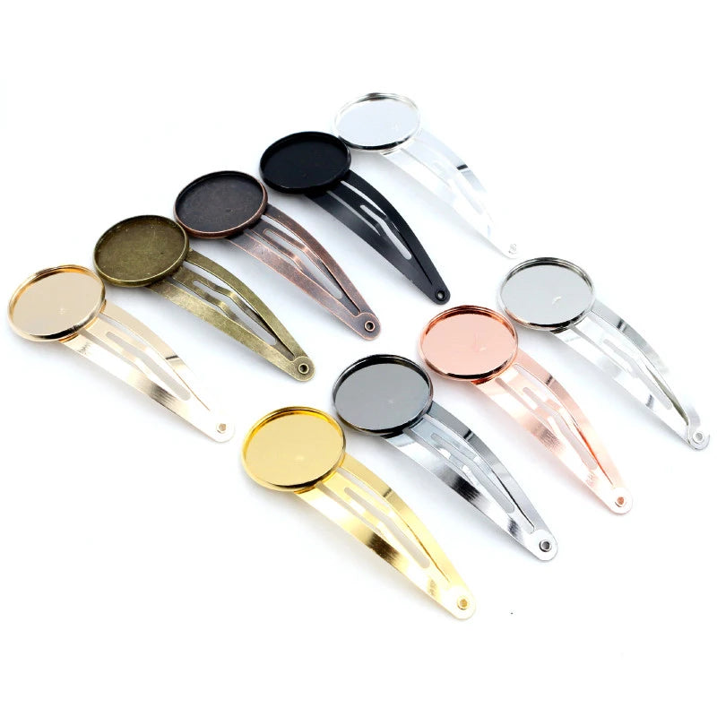 12mm 20mm 10pcs High Quality Classic 8 Colors Plated Copper Material Hairpin Hair Clips Hairpin Base Setting Cabochon Cameo base