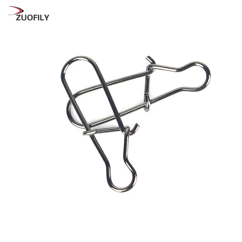 50pcs/bag Stainless Steel Hook Fast Clip Lock Snap Swivel Solid Rings Safety Snaps Fishing Hook Connector