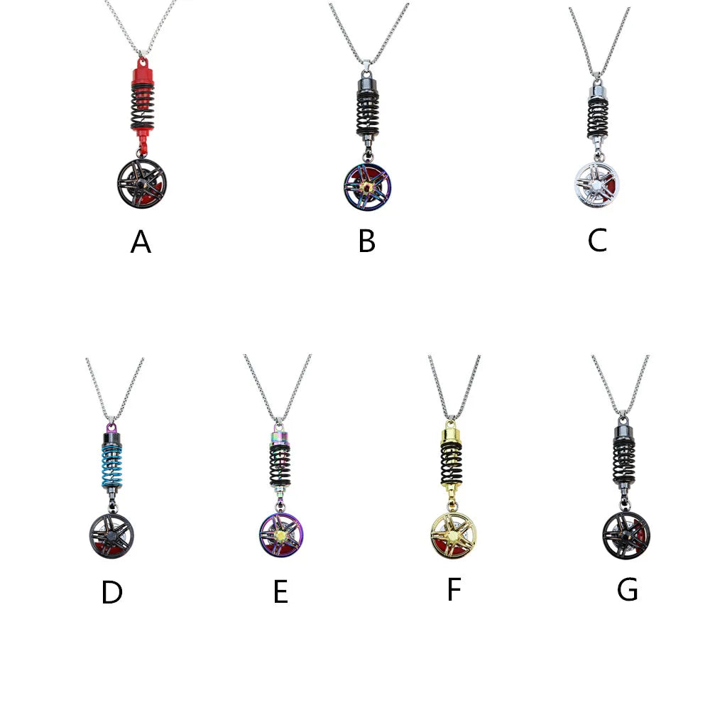 Car Ornament Pendant Metal Wheel Hub Flywheel Hanging Hip-hop Auto Interior Rear View Mirror Decoration Dangle Trim Accessories