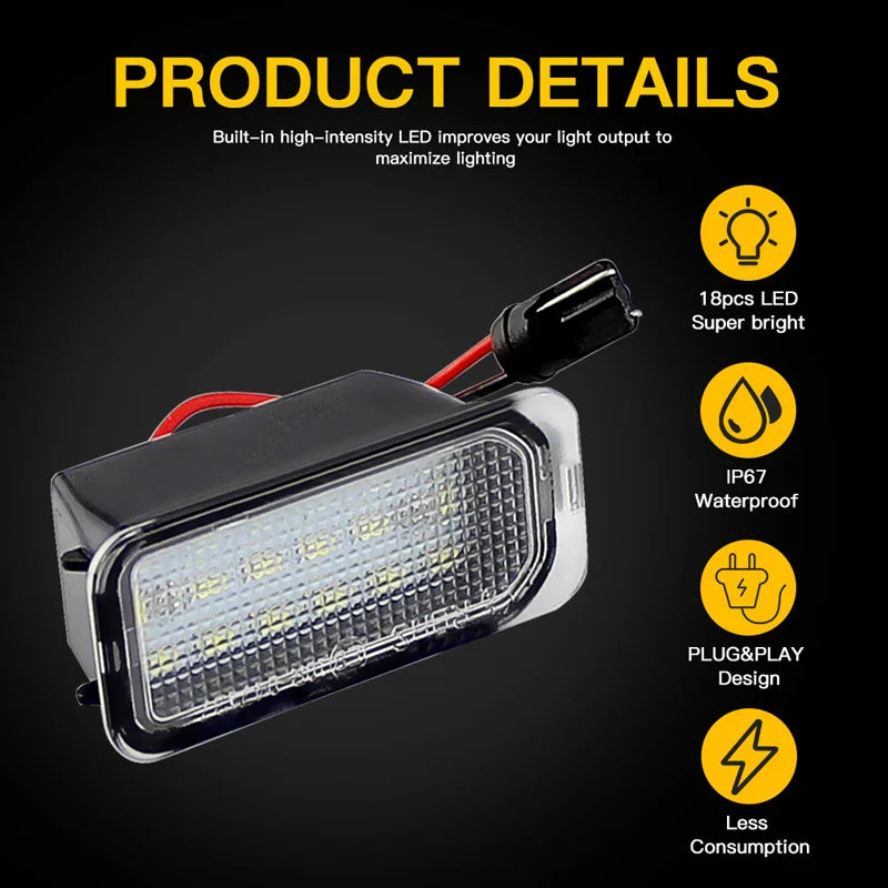 2PCS Error Free LED license plate light For Jaguar XF X250 XJ X351 auto rear number plate lamps car styling replacement White