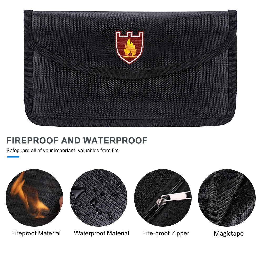 Fireproof Burn - Proof Package Valuables Kit Anti - Signal Interference Package Fireproof Document Bags For Money Jewelry Etc