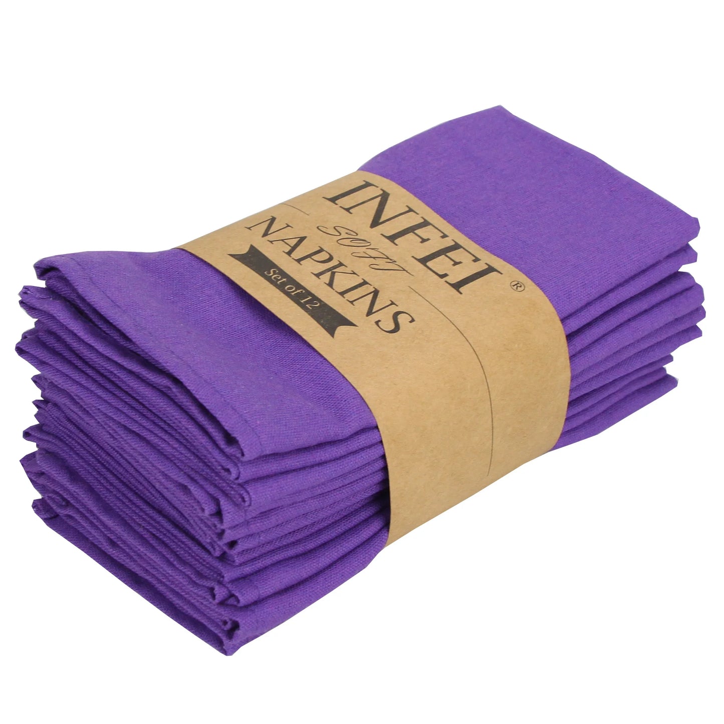 Set of 12 PCS 40x40cm Cotton Linen Blended Cloth Napkins Placemats Soft Dining Table Tea Towels For Home & Events Use