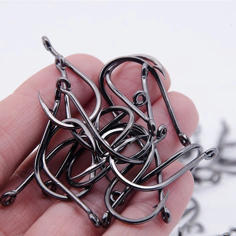 50Pcs/Lots Fishing Hooks High Carbon Steel Barbed Fishhooks High Quality Offset Circle Hooks For Carp Live Bait 1-12# Fishhooks