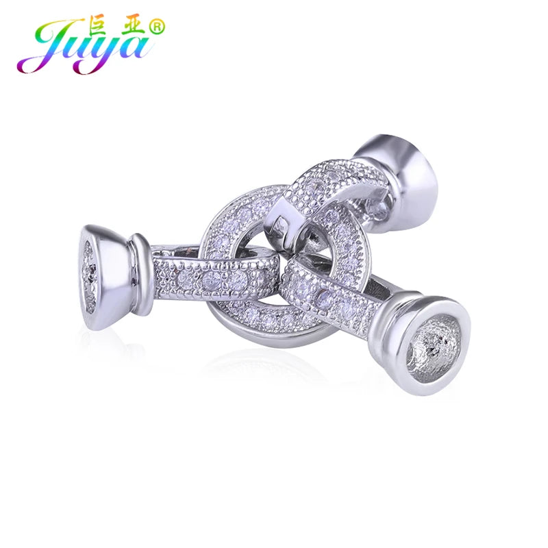 Juya Handmade Baroque Jewelry Material Silver Color Fastener Hook Clasp Accessories For Women Beadwork Pearl Bead Jewelry Making