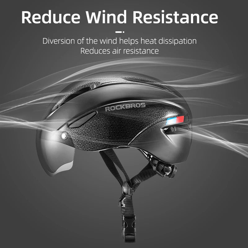 ROCKBROS Bike Goggle Helmet Men EPS Integrally-molded Breathable Cycling Visor Lens Helmets MTB Road Safe Bike Helmet