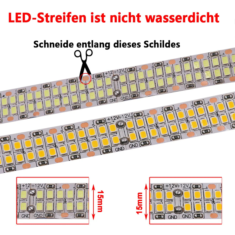 480Leds/m SMD 2835 Led Strip 24V 12V 5M 2400Leds Double Row Flexible Led Stripe 1200LEDs 900LEDs Tape Ribbon Project Lighting