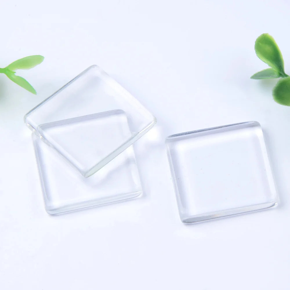 12mm 20mm 22mm 25mm Transparent Both Side Flat Square Glass Cabochons Clear Magnifying For Fashion DIY Jewelry Making