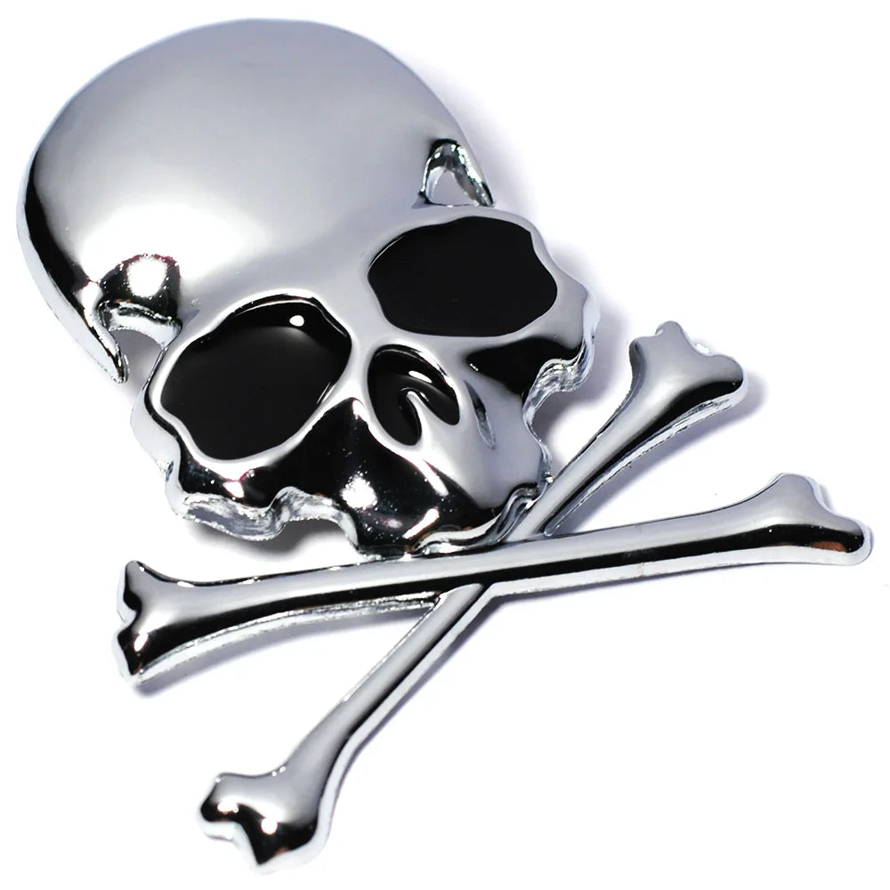 7.2x6CM 3D Metal Skull Skeleton Crossbones Car Motorcycle Sticker Truck Label Emblem Badge Car Styling Decoration Accessories