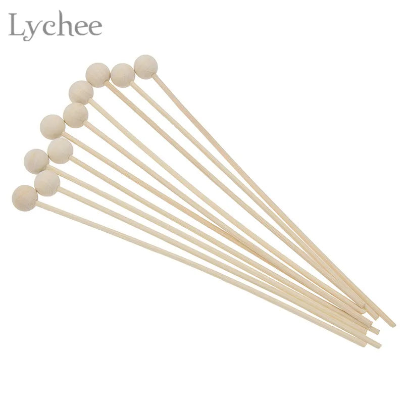 Lychee Life 10pcs Wood Ball For Fragrance Diffuser Aromatherapy Rattan Reed Sticks DIY Home Decoration