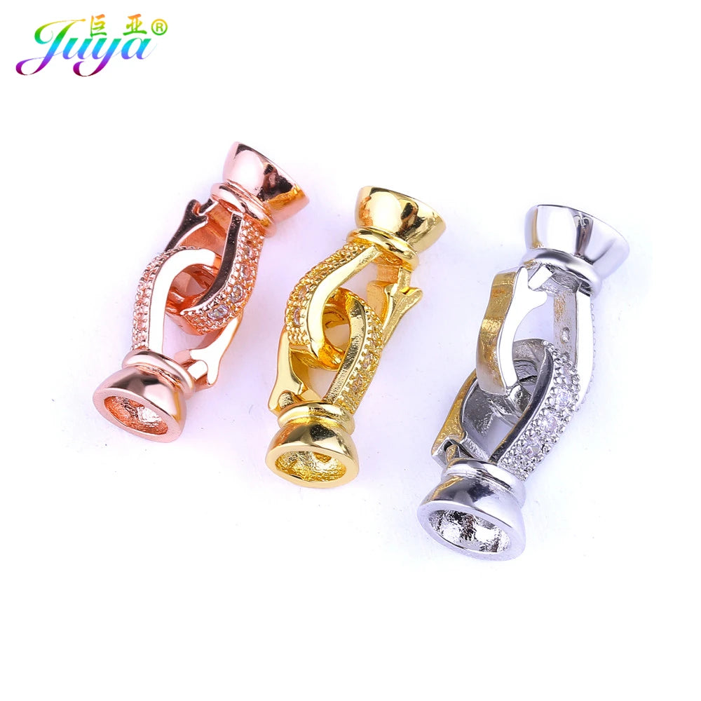 Juya Handmade Baroque Jewelry Material Silver Color Fastener Hook Clasp Accessories For Women Beadwork Pearl Bead Jewelry Making