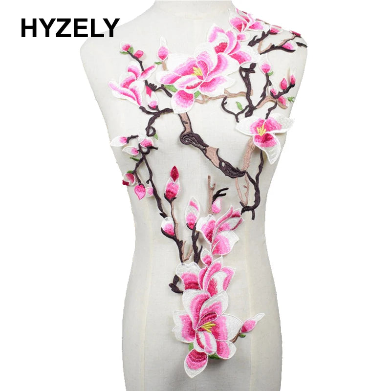1 Set Plum Blossom Flower Applique Clothing Embroidery Patch Lace Fabric Sew On Patch Craft Sewing Embroidered Neckline Collar