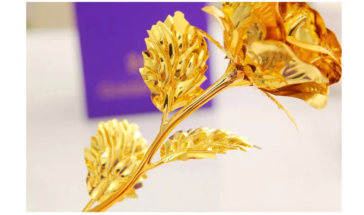 Best Gift For Girlfriend Golden Rose Wedding Decoration Golden Flower Valentine's Day Gift Gold Rose Gold Flower with Box -15