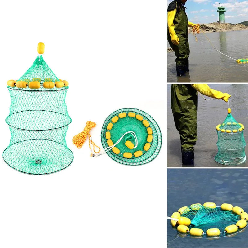3-layer Outdoor Collapsible Fishing Net Buoyancy Live Bait Keep Fish Cage Gear Fishing Accessories