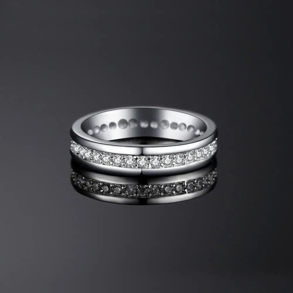 JewelryPalace Solid 925 Sterling Silver Wedding Engagement Ring for Woman AAAAA CZ Simulated Diamond Band Ring Luxury Jewelry