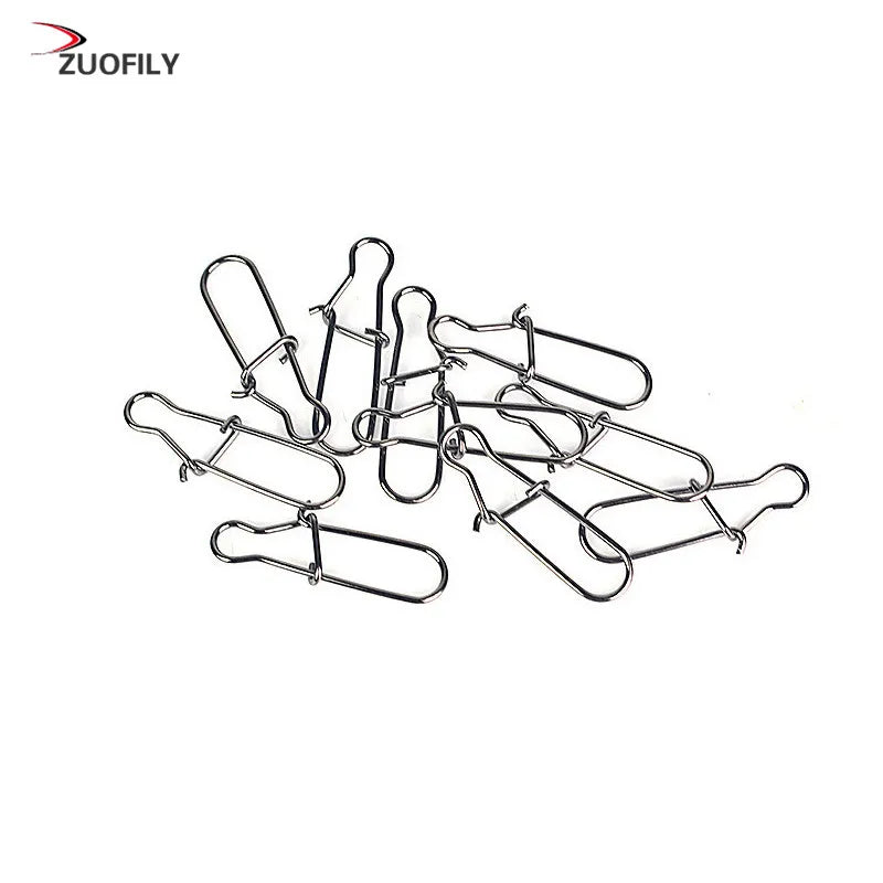 50pcs/bag Stainless Steel Hook Fast Clip Lock Snap Swivel Solid Rings Safety Snaps Fishing Hook Connector