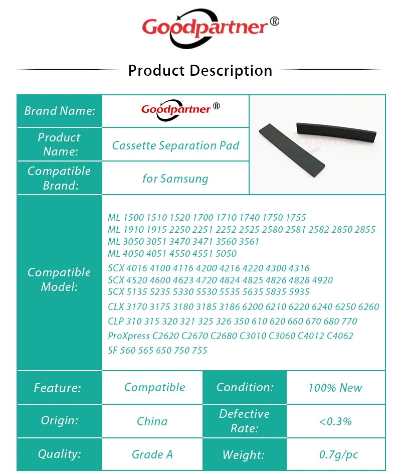 10X Separation Friction Sheet Pad for Samsung JC73-00140A JC97-01931A JC67-00605A JC63-01669A JC61-00580A JC61-03344A ML1710