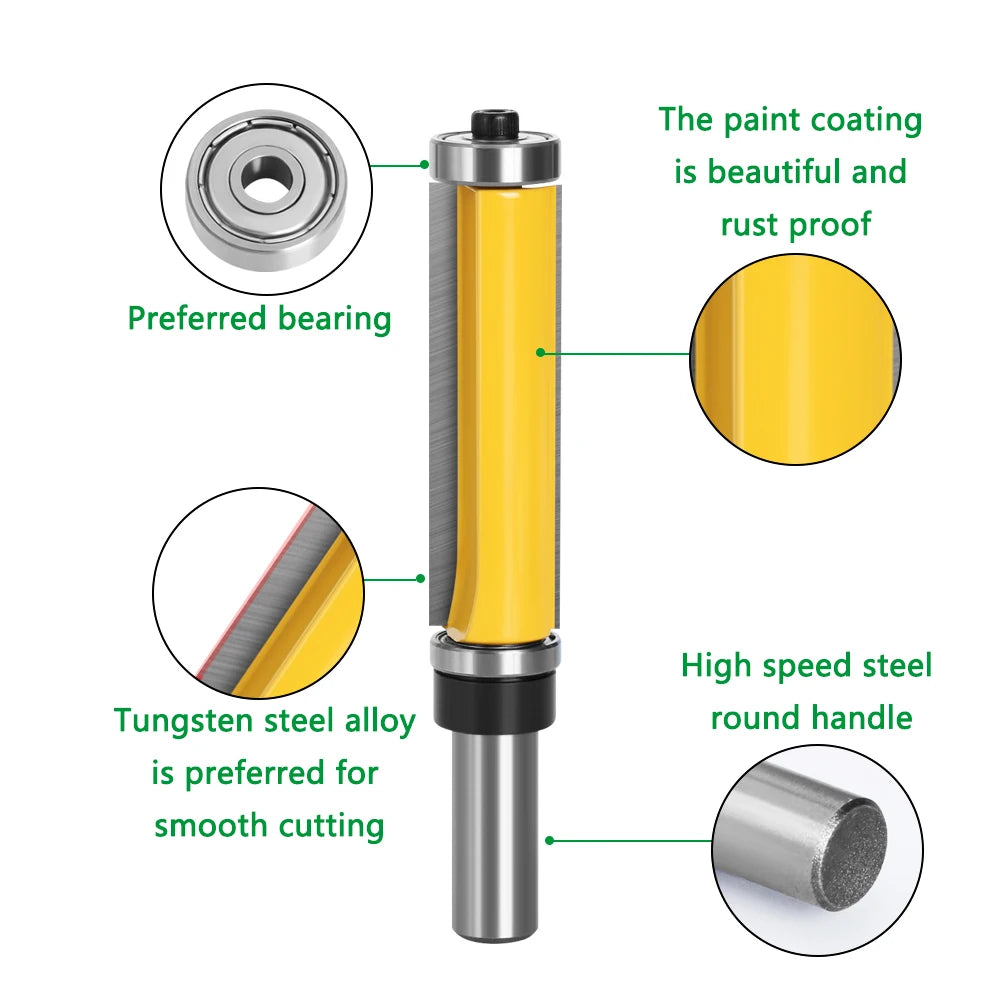 LAVIE 1pc 12mm 1/2 Shank Top & Bottom Bearing Flush Trim Pattern Router Bit Milling Cutter For Wood Woodworking Cutters MC03010