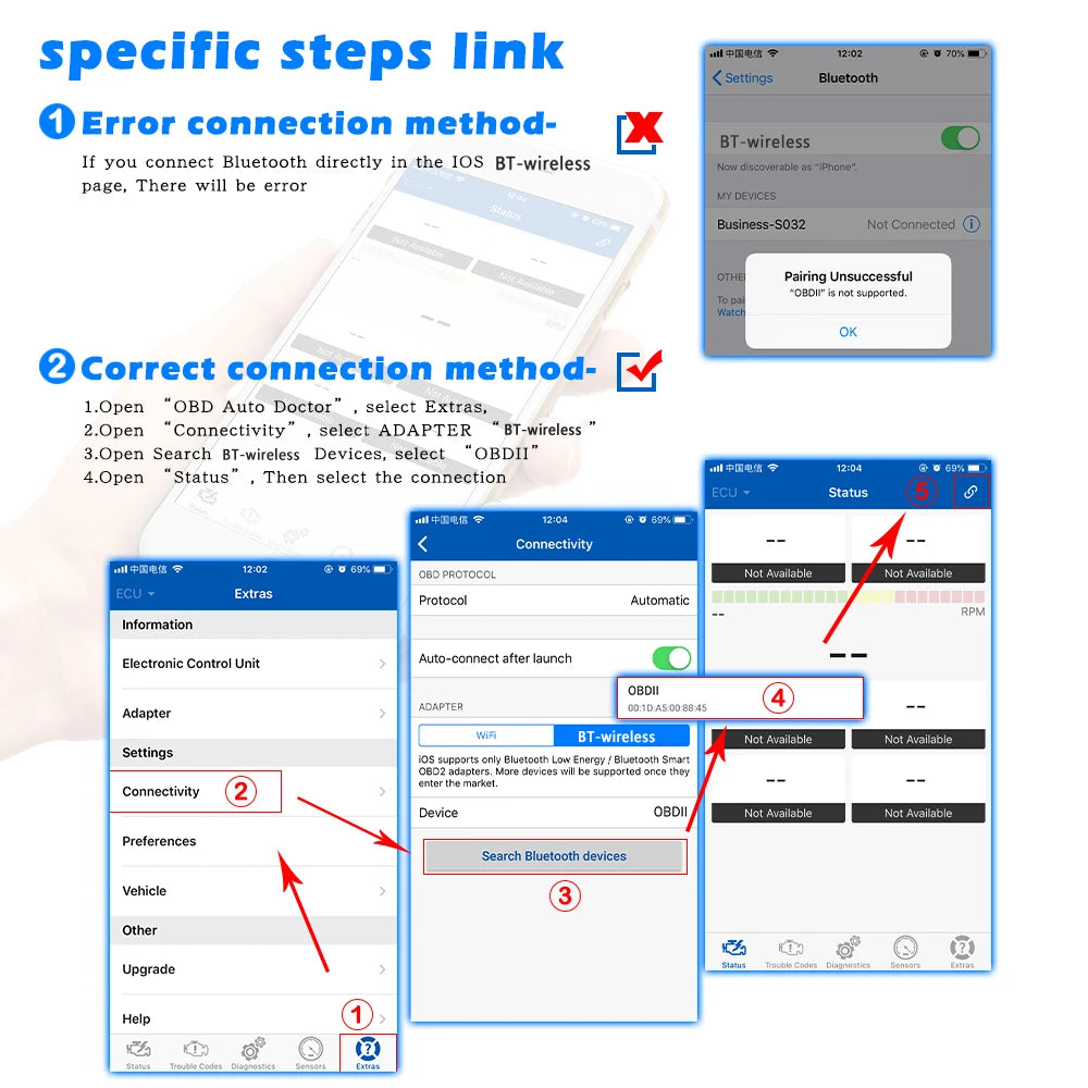 Viecar ELM327 V1.5 PIC18F25K80 ODB2 Scanner Auto Tools ELM 327 V1 5 Bluetooth-Compatible 4.0 For IOS OBD 2 OBD2 Car Diagnostic