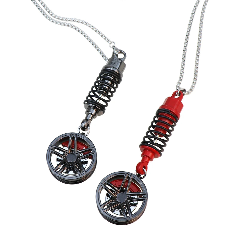 Car Ornament Pendant Metal Wheel Hub Flywheel Hanging Hip-hop Auto Interior Rear View Mirror Decoration Dangle Trim Accessories