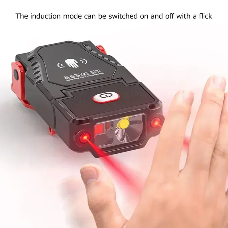 Mini Portable LED Headlamp USB Rechargeable Induction Cap Clip Lamp Fishing Front Bicycle Light Torch Strong Light Flashlight