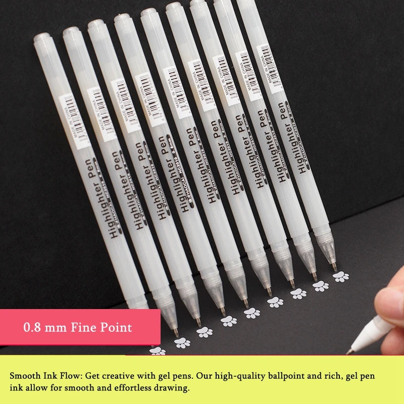 3/13Pcs Waterproof White Gel Pen Set 0.8mm Fine Tip Sketching Pens for Black Papers Drawing Design Illustration Art Supplies