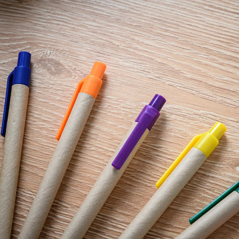 50PCS ECO Recycled Paper Ball Pen Paper Ball Pen Eco-friendly Ballpoint Pen Office School Supplies