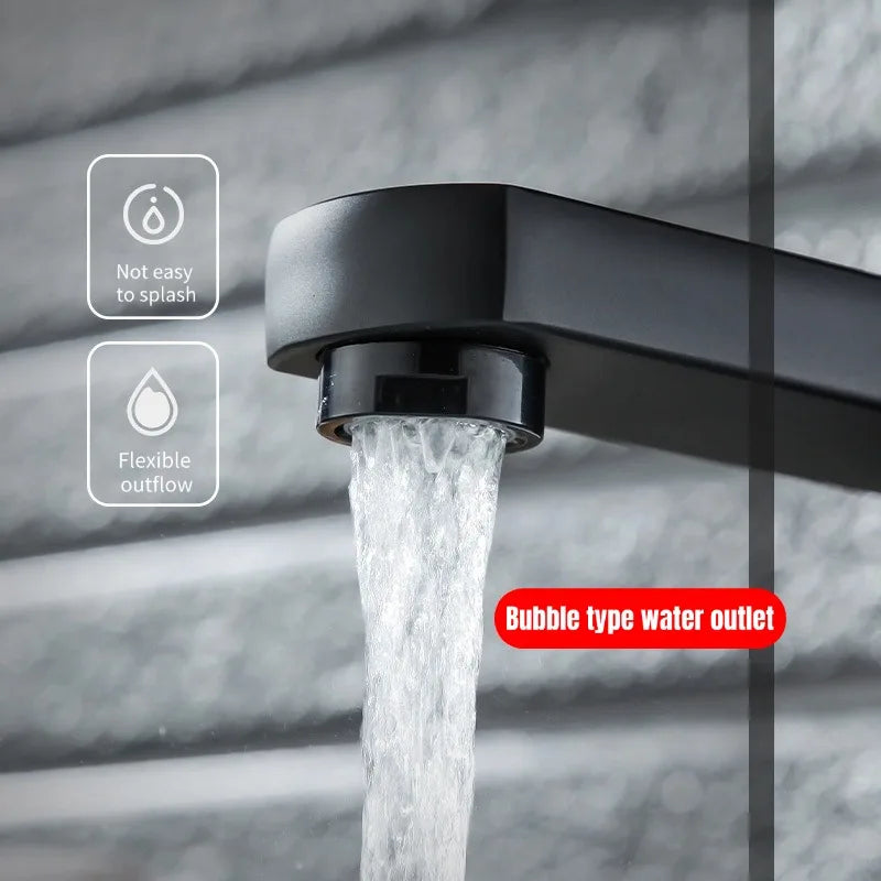 ABS Bathroom Faucet Hot&Cold Mixer Tap Deck Mounted Bathroom Basin Faucets Black Square Washbasin Sink Bathtub Faucet