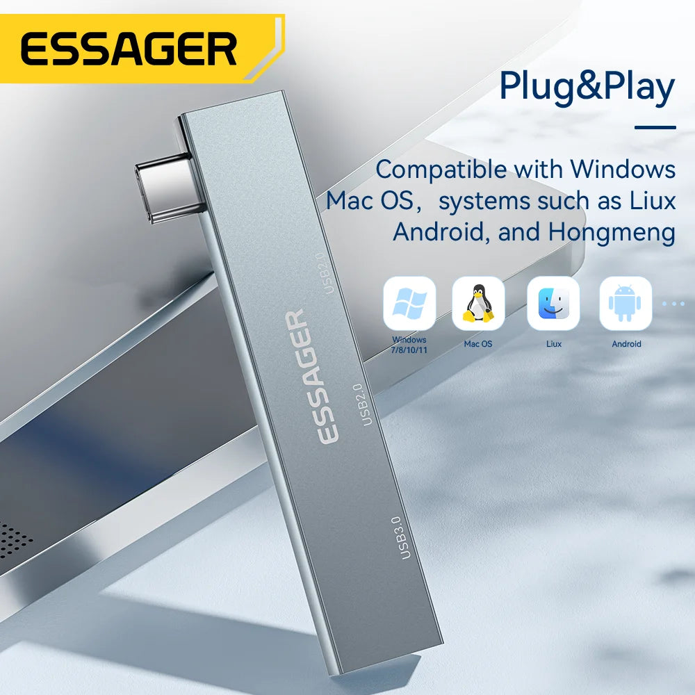 Essager USB C HUB 3.0 Type C 2.0 USB 4 Ports Multi Splitter Adapter OTG For Xiaomi Lenovo Macbook Pro 13 15 Air Pro PC Computer