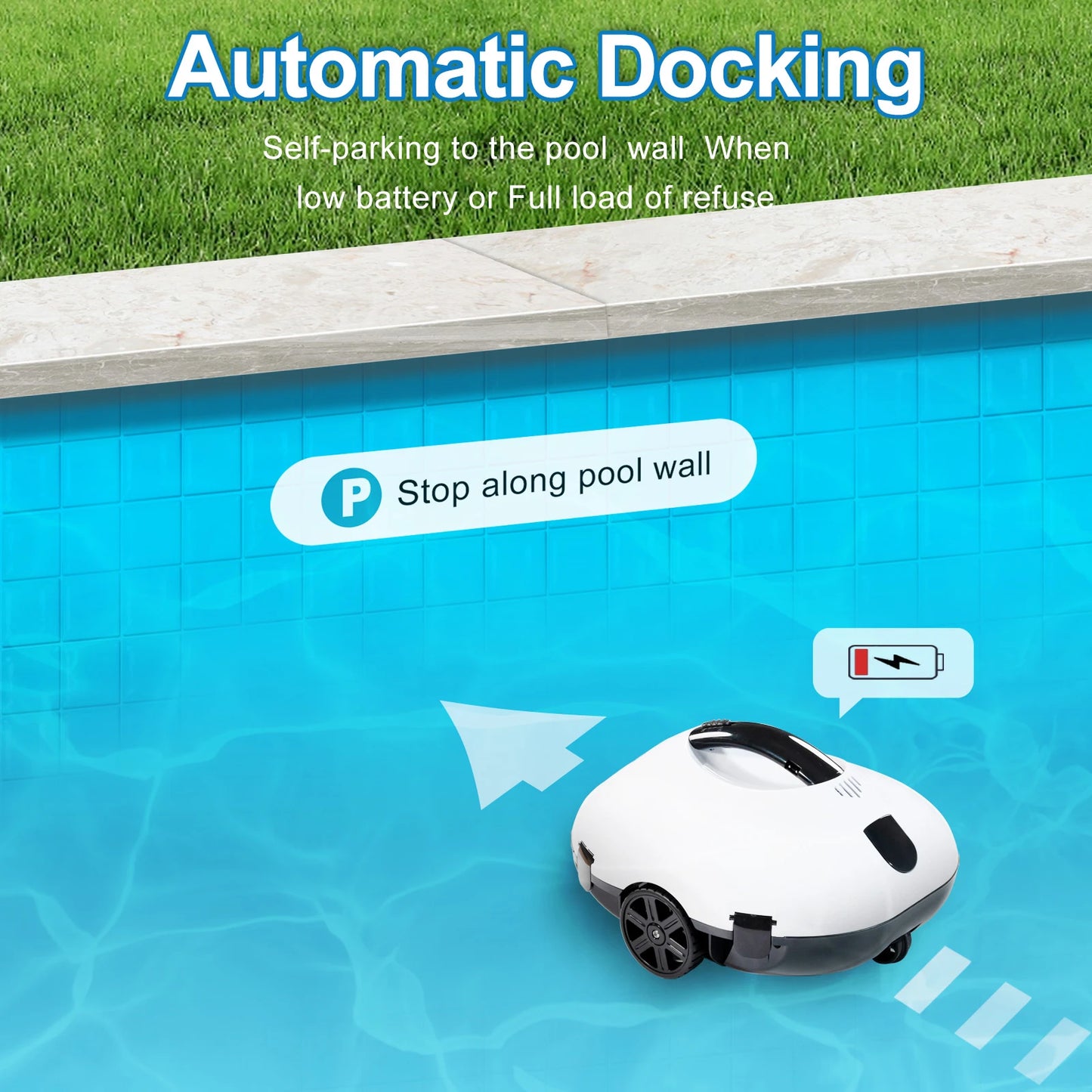 Full Automatic Robotic Pool Cleaner Self-Parking Cordless Pool Vacuum Cleaner Robot For Outdoor Cleaning Tools