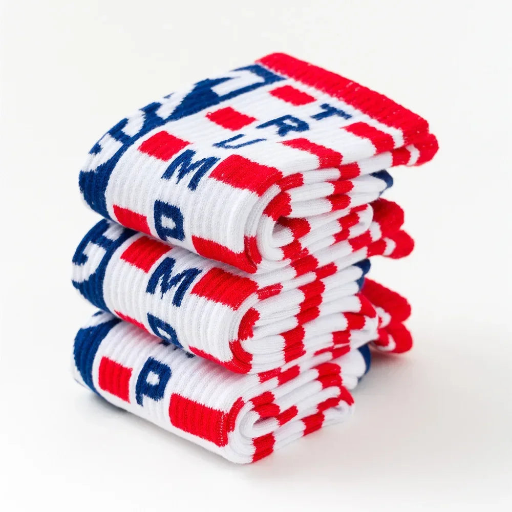 Funny President Donald Trump Socks Men Trump Flag Maple Socks Compression Socks Streetwear Hip Hop Socks Men