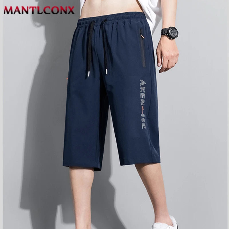 New Fashion Sports Shorts Men Breathable Quick Dry Men's Short Pants Men Breathable Elastic Waist Shorts Male Bottom Black XXXL