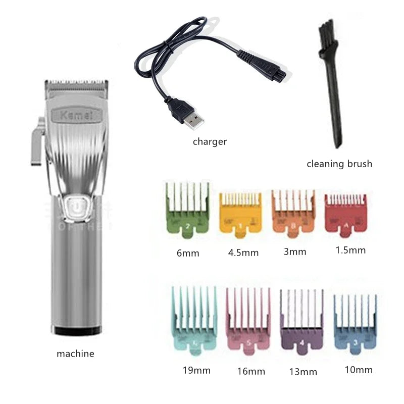 Kemei Professional Metal Hair Clipper Beard Hair Trimmer For Men Electric Shaver Rechargeable Barber Haircut Combo