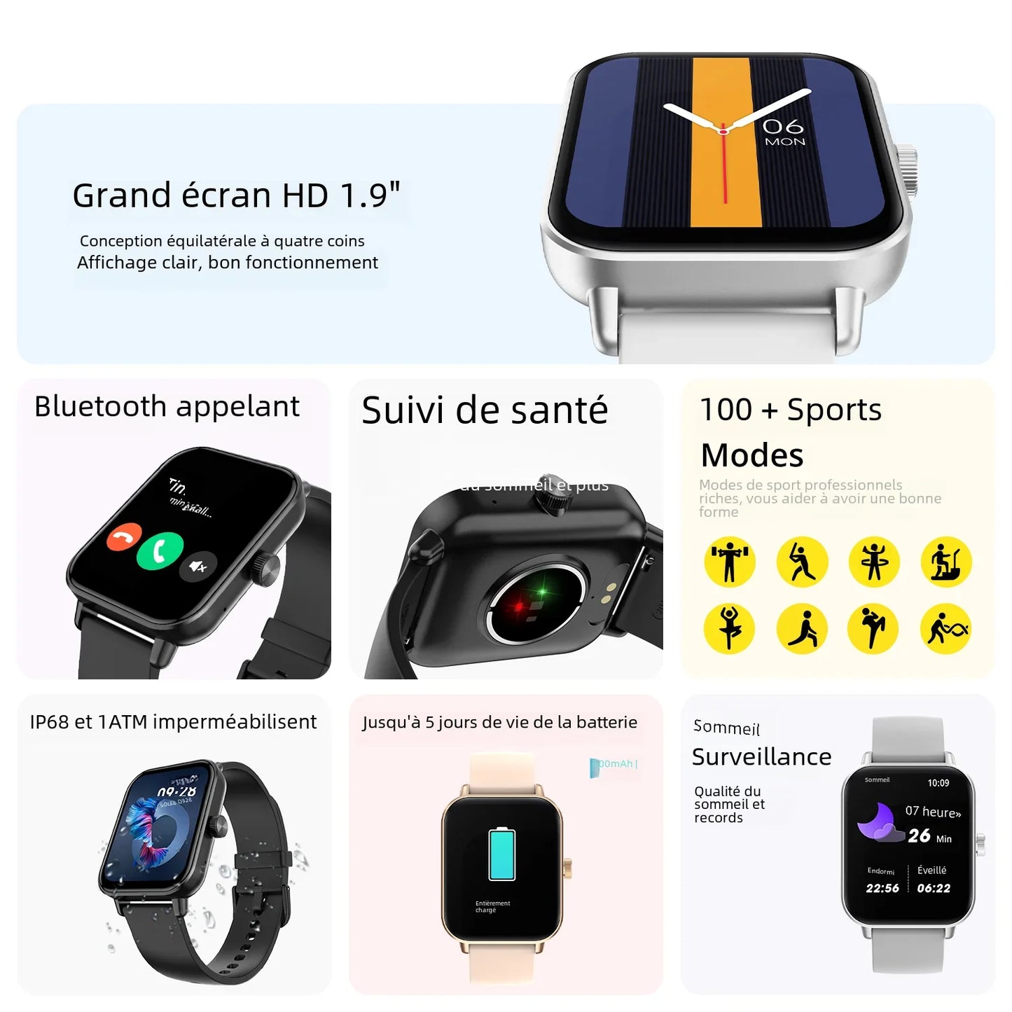 COLMI P81 Voice Calling Smart Watch Ultra 1.9 inch Screen 24H Health Monitor 100+ Sports Modes, Bluetooth Smartwatch Men Women