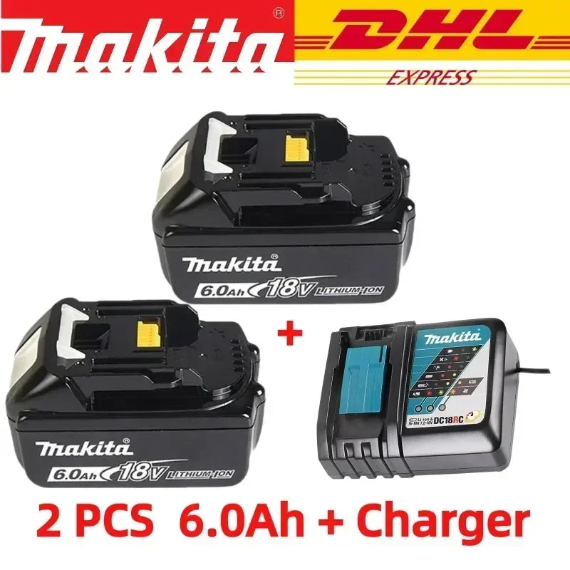 DHL Ship With Charger BL1860 Rechargeable Battery 18V 6.0Ah Lithium Ion for Makita 18v Battery 6Ah BL1850 BL1880 BL1860B LXT400