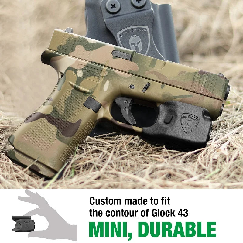 Glock 43/43X ,Not Fit G43X MOS,Mini Tactical Gun Light 150 Lumens with Kydex Holster Pistol Tactical Right Hand Gun Flashlight 