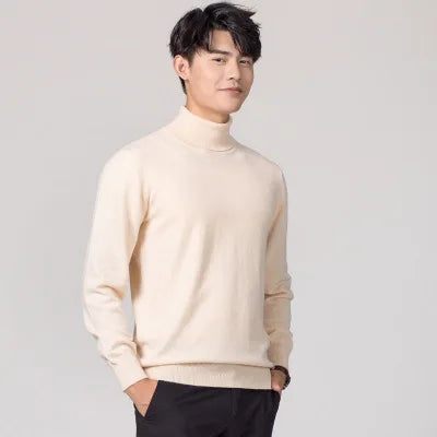 Cashmere Cotton Blend Turtleneck Men Sweater 2024 Autumn Winter Daily High Collar Jumper Jersey Hombre Pull Homme Knit Pullovers