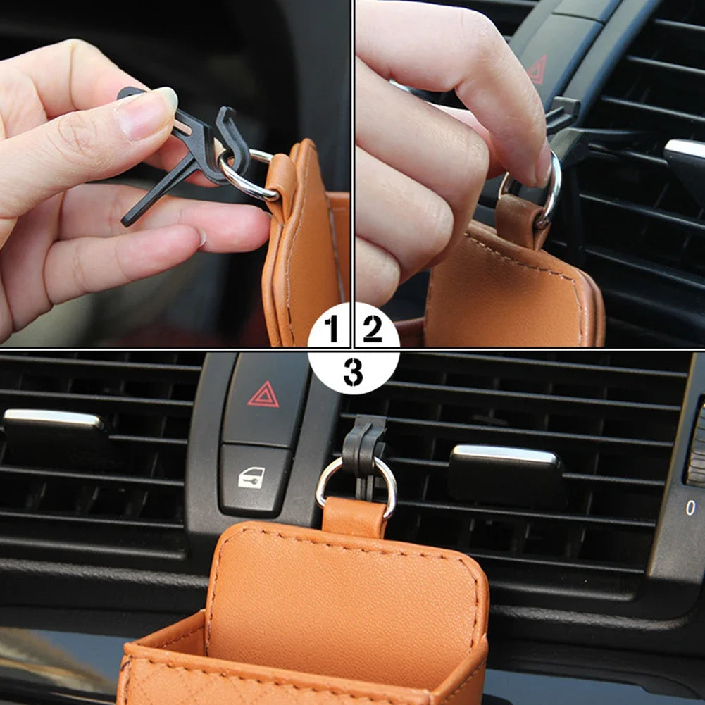 Car Storage Bag Interior Accessories Car Vent Outlet Phone Pocket Storage Box Organizer Debris Bag Holder Pouch Stowing Tidying
