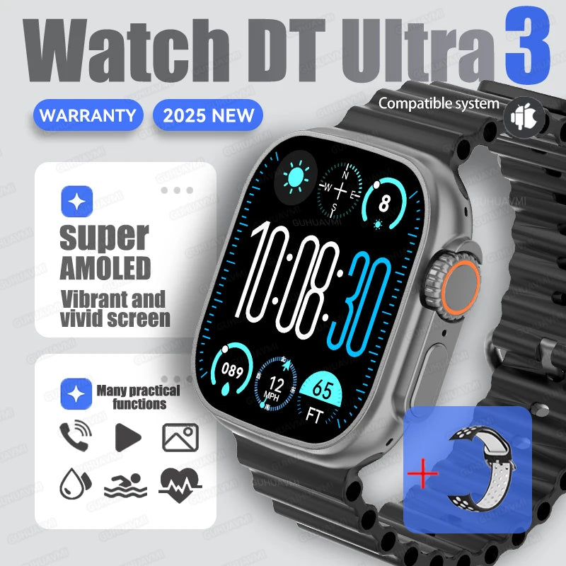 Fashion NEW DT Ultra 3 32GB Smart Watch Google Map Music Video Player HD Bluetooth Call APP Store NFC Smart AI Voice Sport Watch
