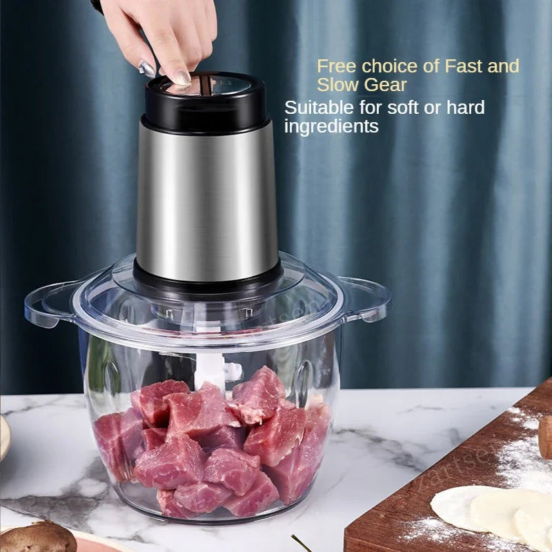 2 Speeds 500W Stainless steel 2L/3L Capacity Electric Chopper Meat Grinder Mincer Food Processor Slicer