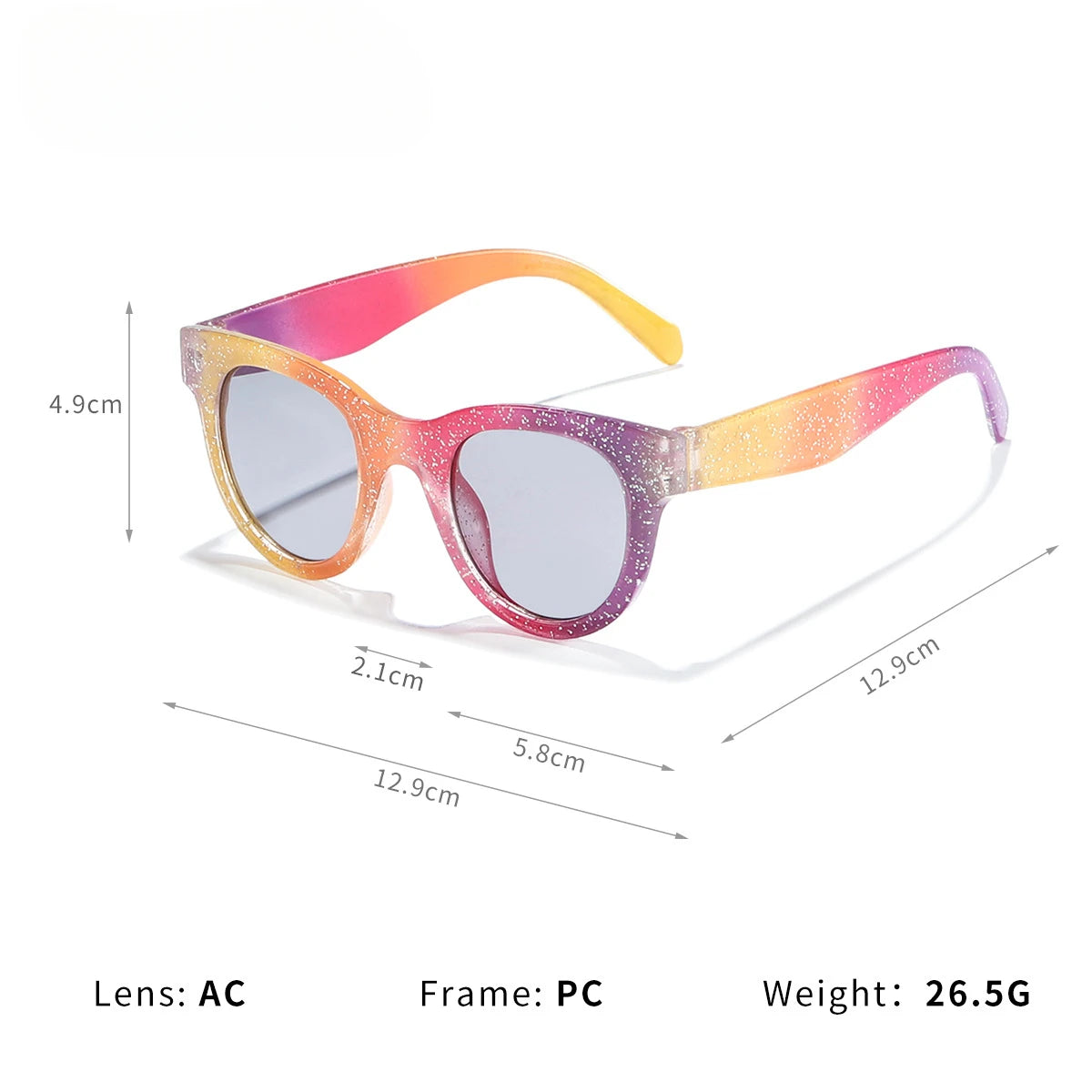 2024 Children's New Rainbow Round Frame Sunglasses Shining Summer Outdoor Sunshade Sun Glasses Trendy Fashionable Eyewear