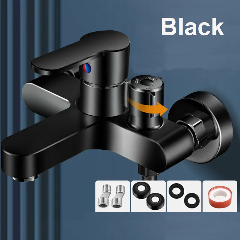 Black/Silver Bathroom Shower Faucet Mixing Valve Shower Shower Set Bathtub Mixing Switch Triple Hot and Cold Faucet