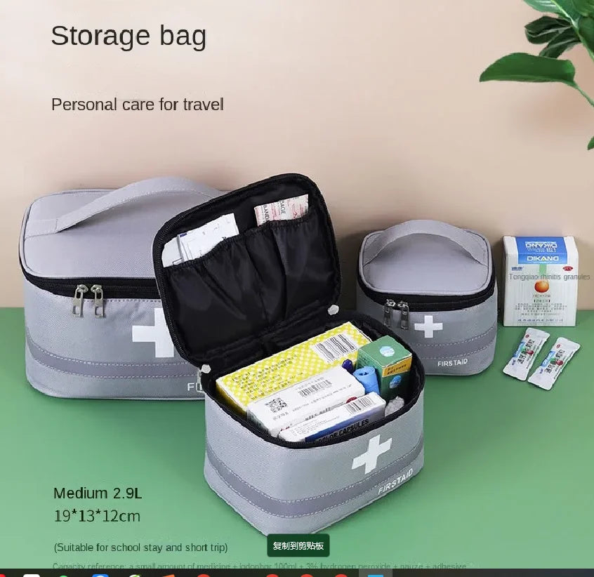 Portable First Aid Kit Medicine Storage Bag Outdoor Rescue Bag Household Children's Large Capacity Medical Kit Storage Organize