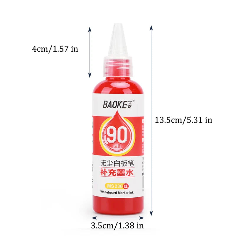 1 Box 90ml Whiteboard Marker Ink Refill Fluids Red Blue Black Colors Compatible with All Erasable Whiteboard Markers