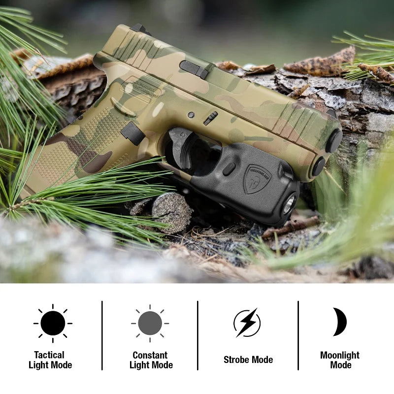 Glock 43/43X ,Not Fit G43X MOS,Mini Tactical Gun Light 150 Lumens with Kydex Holster Pistol Tactical Right Hand Gun Flashlight 