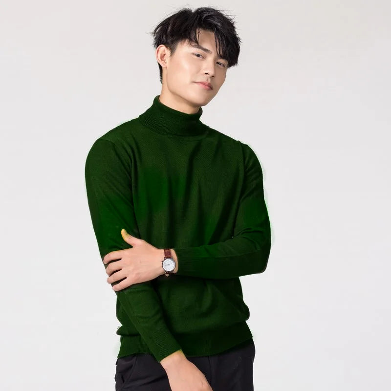 Cashmere Cotton Blend Turtleneck Men Sweater 2024 Autumn Winter Daily High Collar Jumper Jersey Hombre Pull Homme Knit Pullovers