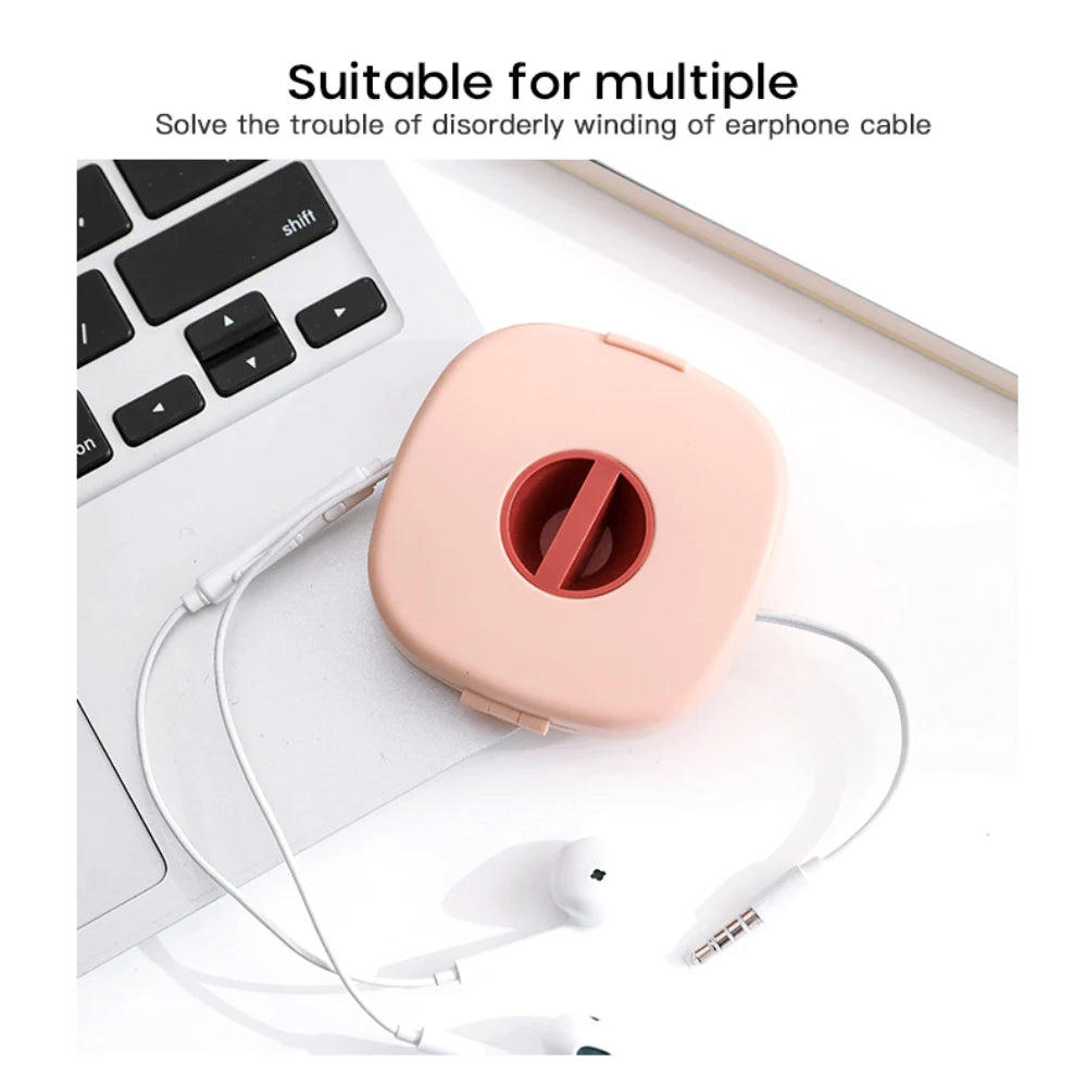 Round Wire Winder Box Portable Multifunctional Data Cable Storage Case Cable Container USB Charger Holder Wire Storage Boxes