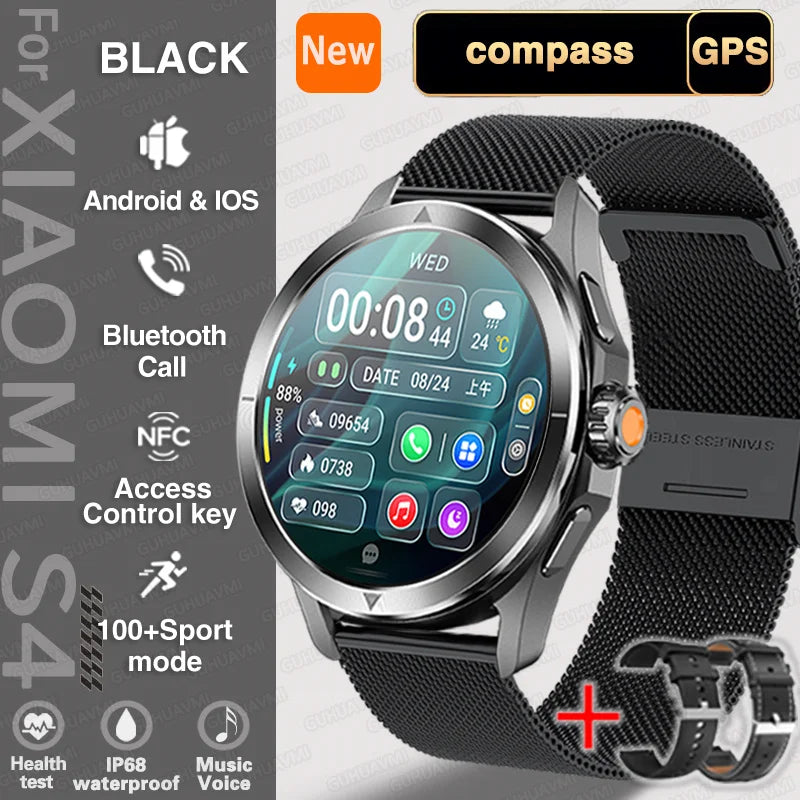 New For Xiaomi S4 Ultra Outdoor Sport Men HD AMOLED Display GPS Track Altimeter Heart Rate Bluetooth Call Waterproof Smart Watch