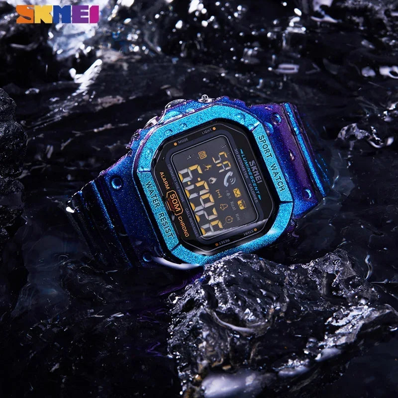 SKMEI 1629 Sports Digital Men Watch Military Pedometer Calorie Tracker Bluetooth Waterproof Mens Wristwatches Reloj Masculino