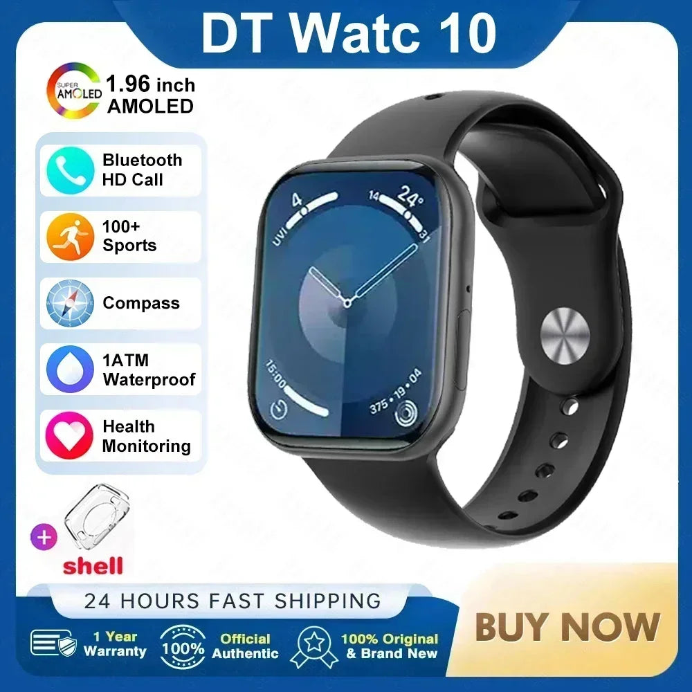 New For Apple Watch 10 Original Smart Watch 16GB Memory Music HD AMOLED NFC Compass Bluetooth Call Waterproof Smart Watch Woman
